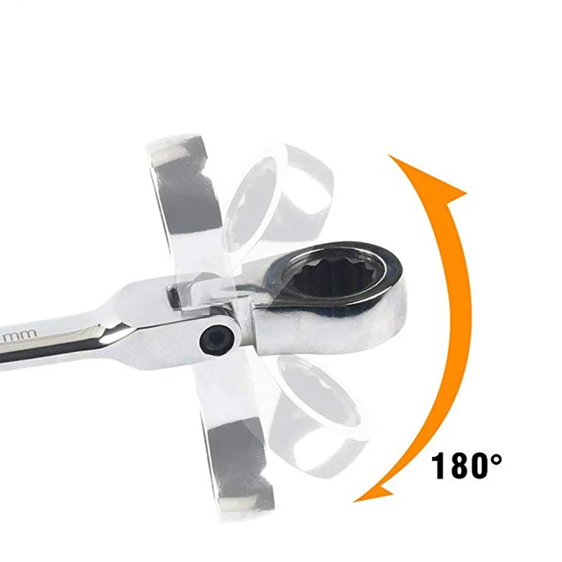 QUK Wrench 1Pcs Flexible Head Ratchet Metric Handle Spanners Open End And Ring Wrench 8-15mm Activity Dual Purpose 180`Hand tool4