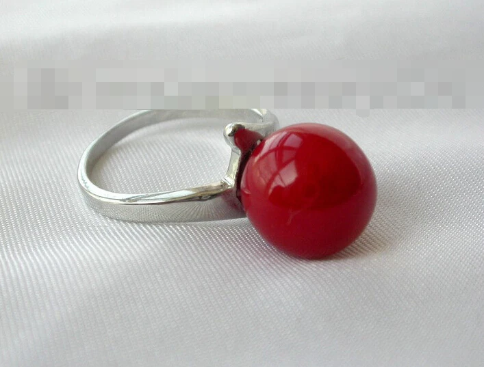 2274 круглый red south sea shell pearl ring