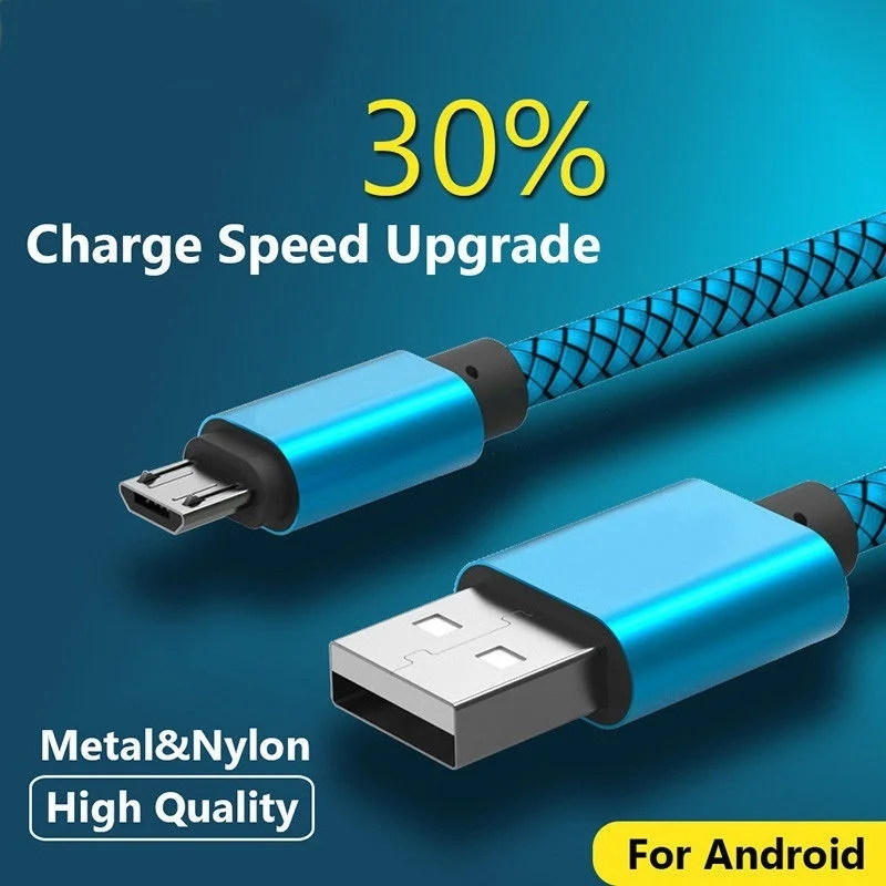 Микро USB кабель 2.4A нейлоновый кабель быстрой зарядки USB кабель для передачи данных для samsung Xiaomi huawei Android мобильного телефона Зарядка через usb шнур