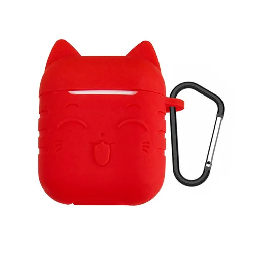 Роскошный мягкий силиконовый чехол для Airpods, чехол для наушников, чехол с красочным милым котом из ТПУ, мини противоударный чехол для Air Pods i12 i10 Capa - Цвет: red