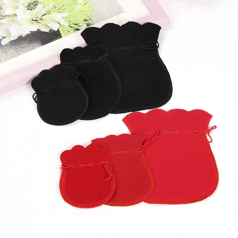 

10pcs 5x7/7x9/9x12cm Drawstring Pouch Velvet Bag Black Red Calabash Shape Jewelry Packing Bags Wedding Christmas Gifts Package
