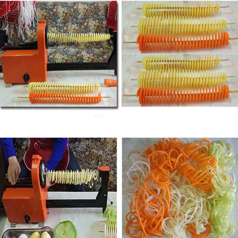 Automatic electric twister tornado potato spiral curly cutter slicer machine