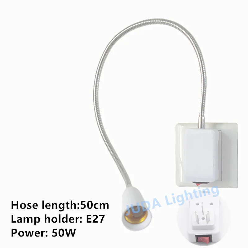 hose length 50cm E27 патрон лампы с вкл/выкл СВС и штепсельная база лампы для led настенного света ночник пластиковый винтовой ламповый патрон со шлангом - Цвет: hose length 50cm