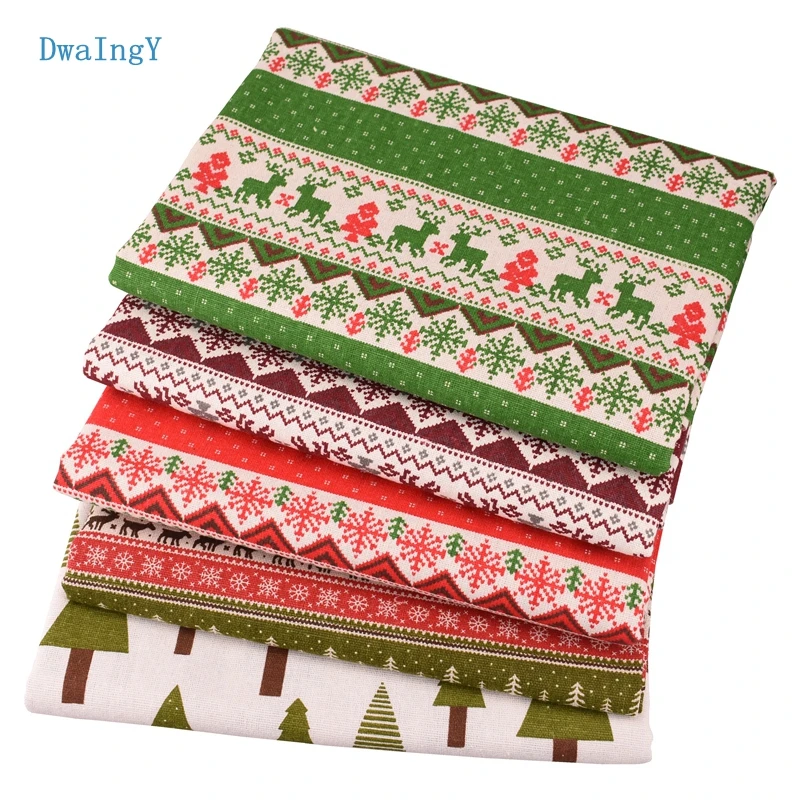 DwaIng Рождественская серия хлопчатобумажная льняная ткань для пэтчворк DIY шитье стеганое диван скатерть мебель чехол материал подушки