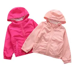Милая одежда для малышей, куртка для девочек, пальто, теплая верхняя одежда на осень-зиму, однотонная ветровка с капюшоном и карманами на