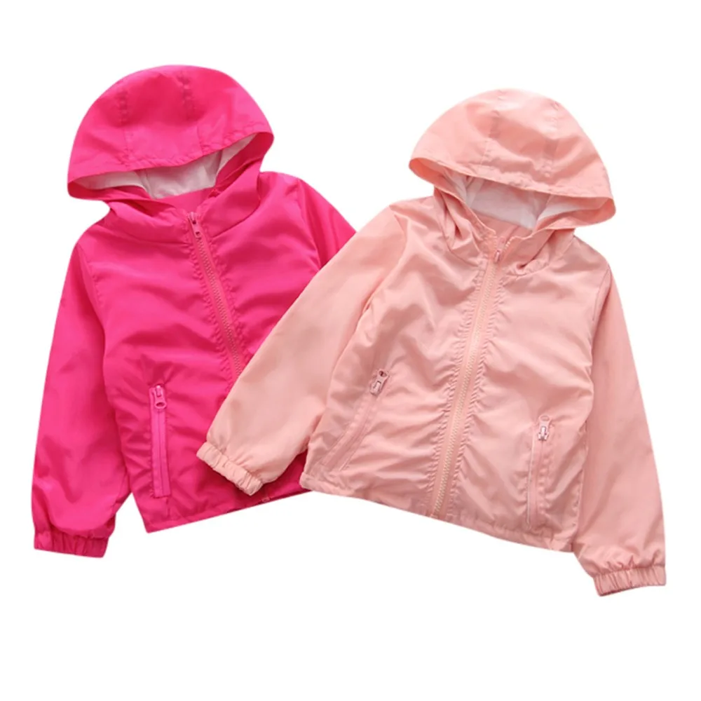 

Cute Baby Clothes Girl Jacket Coat Autumn Winter Warm Outerwear Children Newborn Hooded Solid color zip pocket windbreaker #5