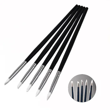

2018 New 5pcs/set Soft Silicone Nail Art Brush Stamp Pen Brush Carving Craft Brushes Pencil