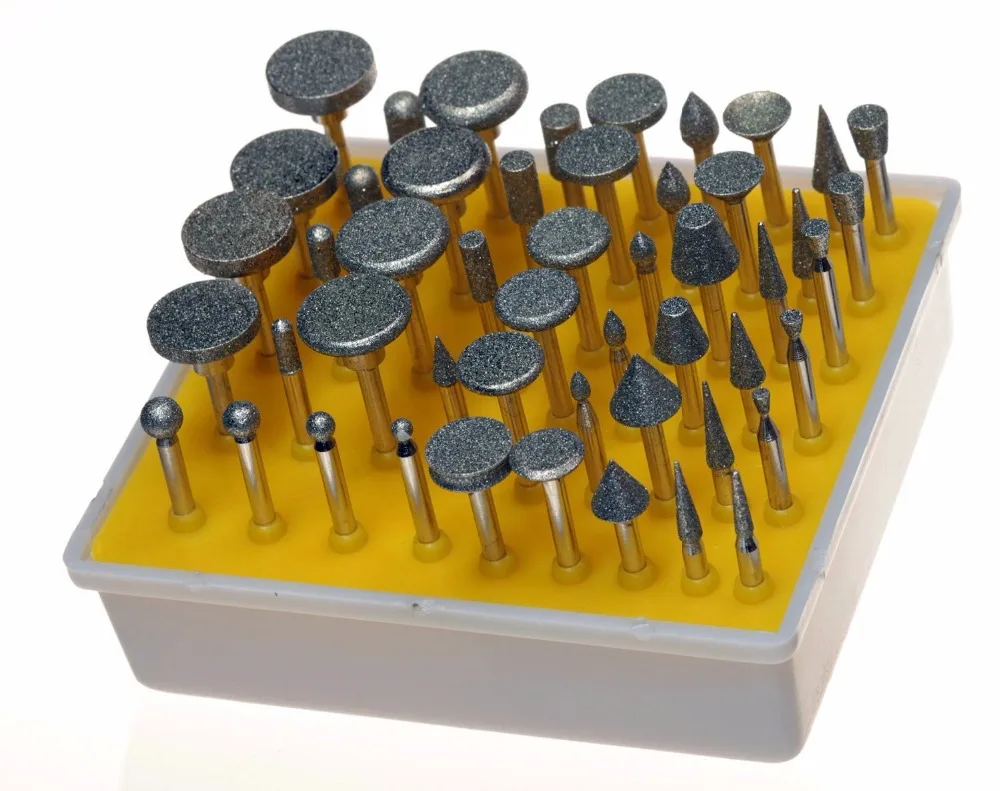 Ponta de Diamante ”haste Revestido Rotativo Lapidar Burr Moagem Cabeça Jade Jóias Serve Dremel Ferramenta Rotary Grit 150 50 Pcs 1 – 8