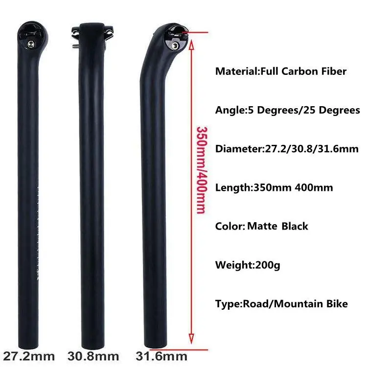 خفيفة ماتي UD الكربون Seatpost 27.2/30.8/31.6 مللي متر الطريق/دراجة هوائية جبلية مقعد أنبوب 5/25 درجة دراجة أجزاء