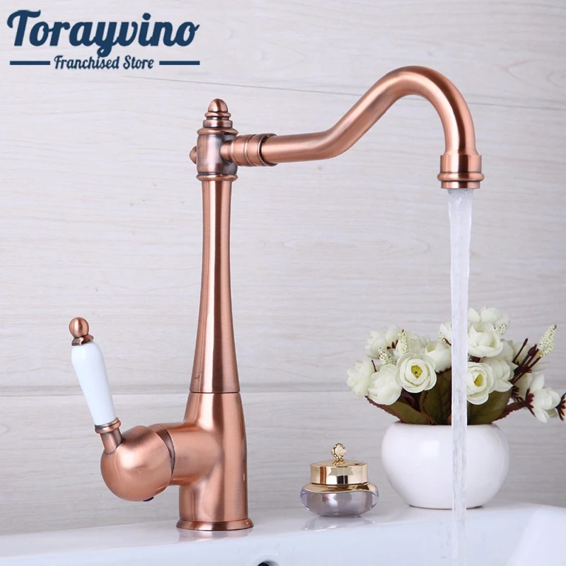 Torayvino Antique Copper 360 Swivel Chrome Brass Finish Deck Mounted