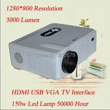 Portable !! 2 Speakers Build-in 1280*800 Resolution Full hd 200 Inches Big Screen With hdmi usb vga tv Interface Micro Projector