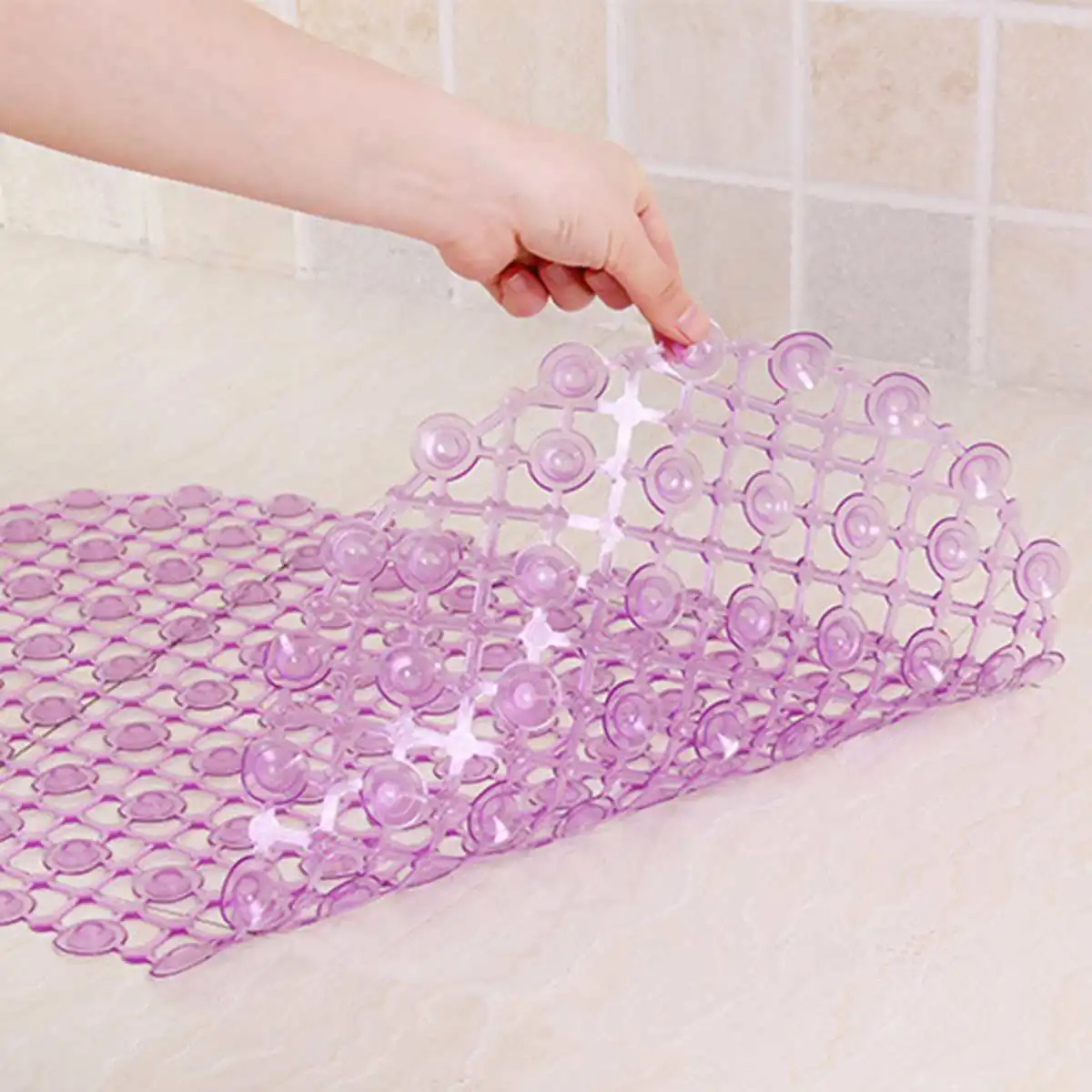 PVC Rug Anti Skid with Suction Cup Grip Shower Mat Oval Home Bathroom Toilet Non-Slip Bath Tub Pad Decor 6 Color