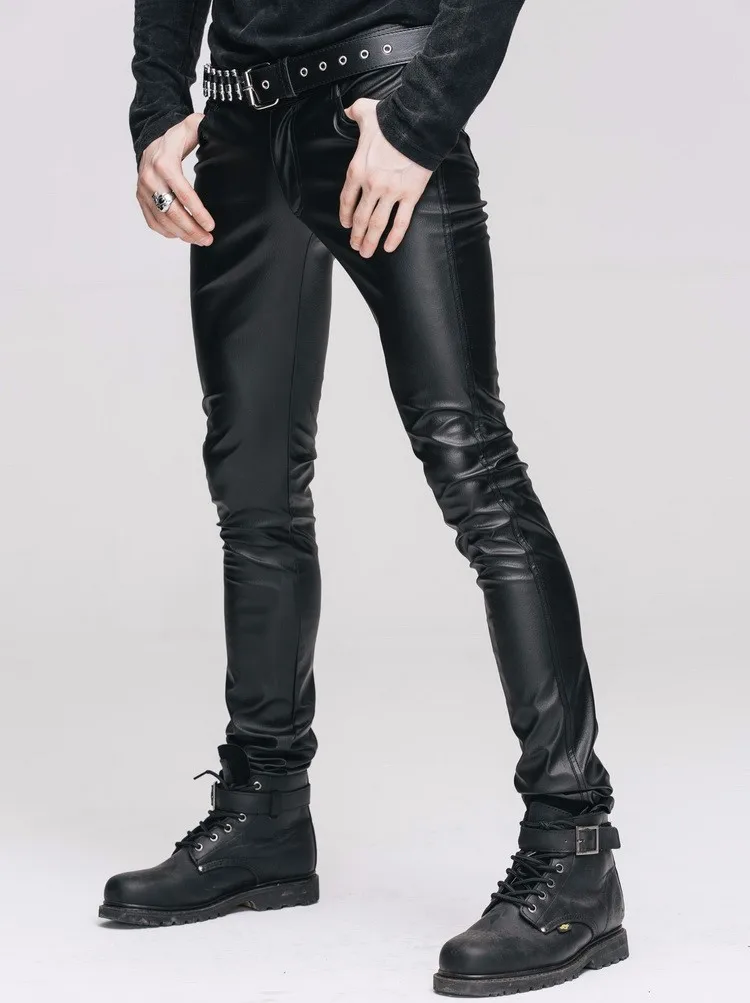 Devil модные стимпанк мужские черные сексуальные штаны из искусственной кожи Готический Панк повседневные Стрейчевые узкие брюки тонкие Chaparajos
