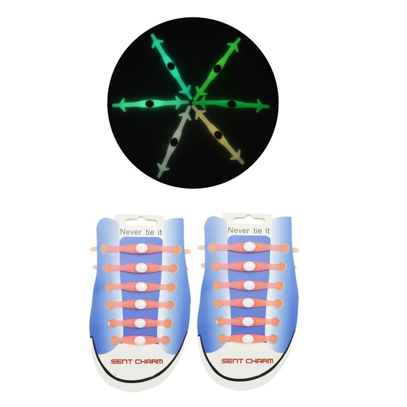 Новогодний подарок! 12 шт./упак. светящиеся ленивые шнурки без галстука Водонепроницаемые Шнурки для ночных Вечерние - Цвет: orange