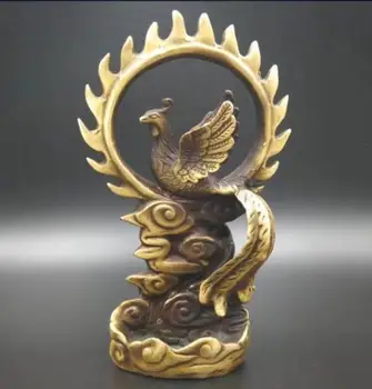 

Christmas Chinese pure brass refined handicrafts of the Fire phoenix statue Halloween