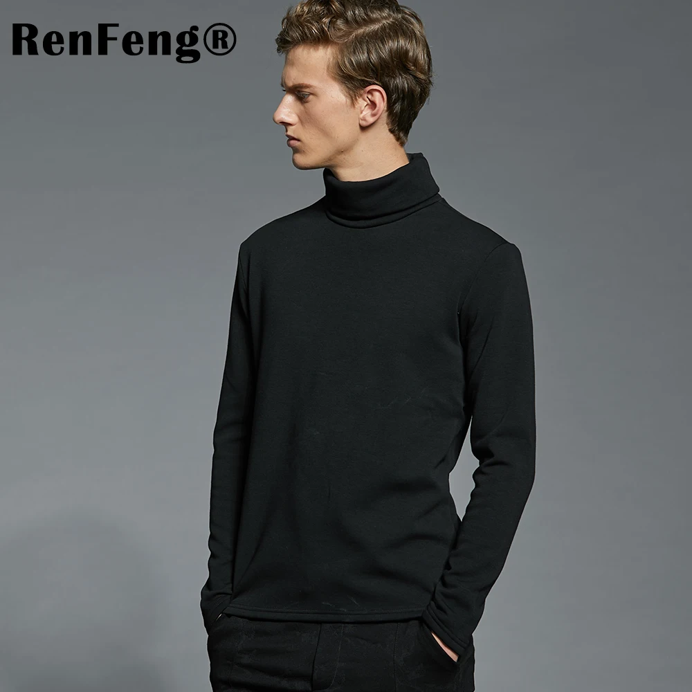 Men Retro Slim Fit Undershirts Pullover Jumper Turtleneck Underwear Casual Warm high-elastic Velvet Thermal Homme men's Shirt (4)