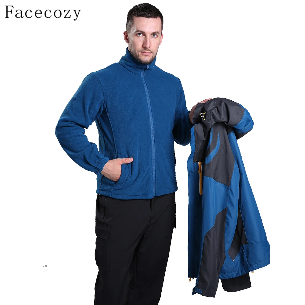 Facecozy Мужская зимняя уличная спортивная флисовая куртка с капюшоном для пешего