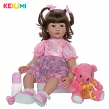 KEIUMI Reborn Baby Dolls 60 см мягкий силиконовый винил Boneca Возрожденный 24 дюйма кудри Принцесса модель для дня рождения сюрприз
