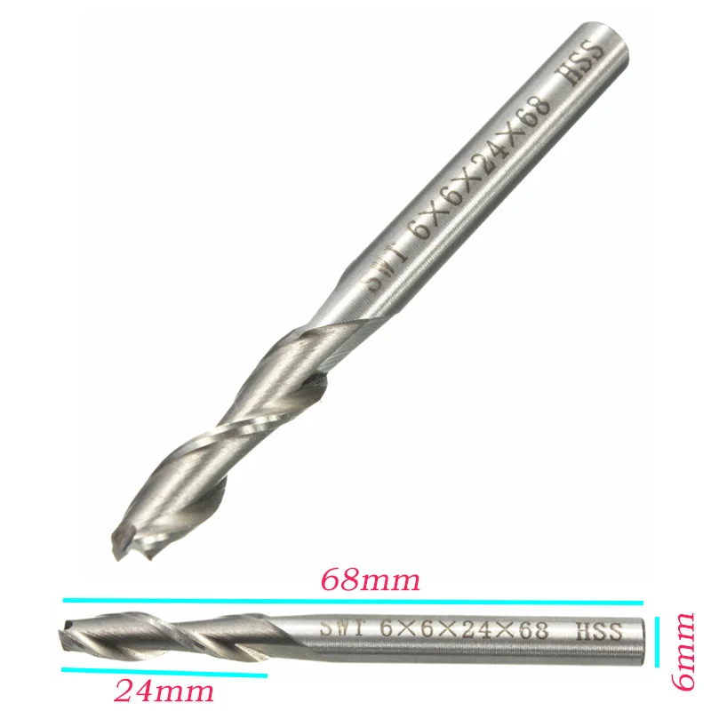 1Pcs 6mm 2 Flute HSS & Aluminium End Mill Cutter CNC Bit Milling