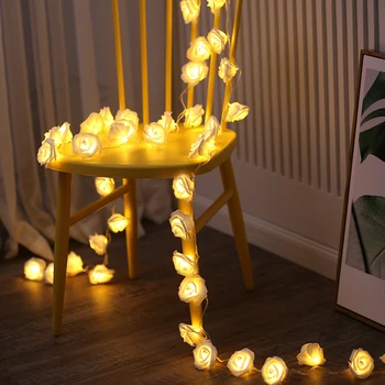 

Rose Flower LED String Fairy Lights Makeup Mirror Vanity Light Bulbs For Dressing Wedding Xmas Party Holiday Decor Lighting
