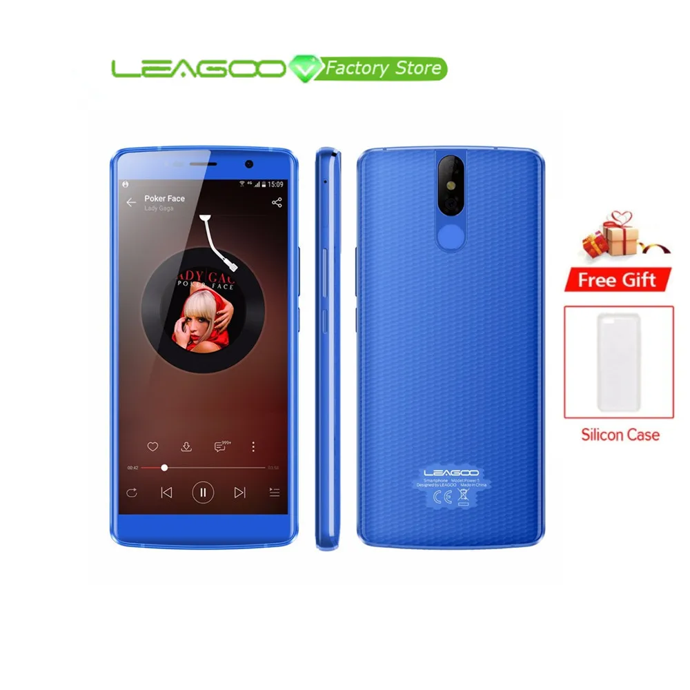 

LEAGOO POWER 5 Dual LTE 4G Smartphone 6GB+64GB Dual 13MP Cameras 7000mAh Face ID Fingerprint 5.99 inch Android 8.1 Mobile Phone