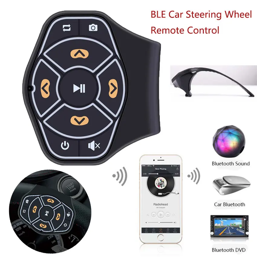 Steering Wheel Remote Control Bluetooth Aux Handsfree Car Bluetooth For