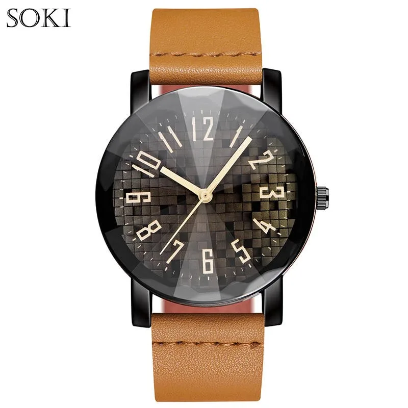 

New Personality Watches SOKI Luxury Brand Fashion Casual Wristwatches Men Women Gift Quartz Leather Watch Relogio Masculino