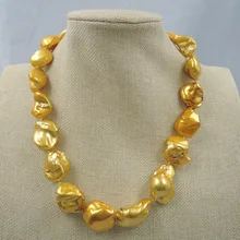 100% FRESH-WATER Baroque PEARL NECKLACE-good quanlity-925 SILIVER HOOK with 18K gold plating