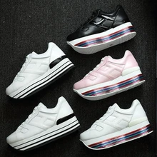 Patchwork Lace Up Sneakers Tenis Feminino Runway Vestido de Mulher Sapatos de Plataforma Out-doors Zapatos Mujer Sapatos De Couro Oxfords 2018
