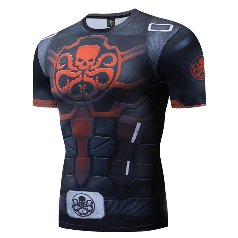 

Captain American Men T shirt 3D Print Skull Short sleeve The Avengers 4 Endgame Quantum War Compression Shirt Cosplay Costume