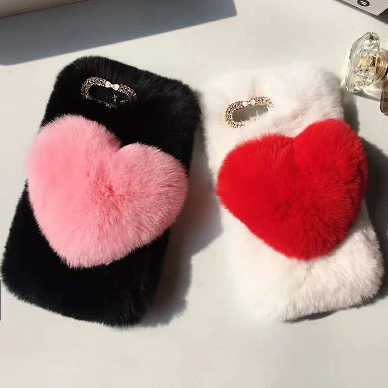 Sunjolly-Lazy-Rabbit-Fur-Hair-Case-Heart-Phone-Cover-Crystal-Shell-fundas-coque-for-iPhone-XS (1)