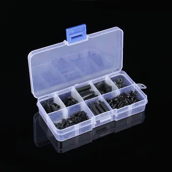 

160Pcs M3 Standoff Nylon Screws Bolt Nuts Set With Plastic Box Hex Spacers Standoff / Screws/ Nuts 4 Styles Randomly