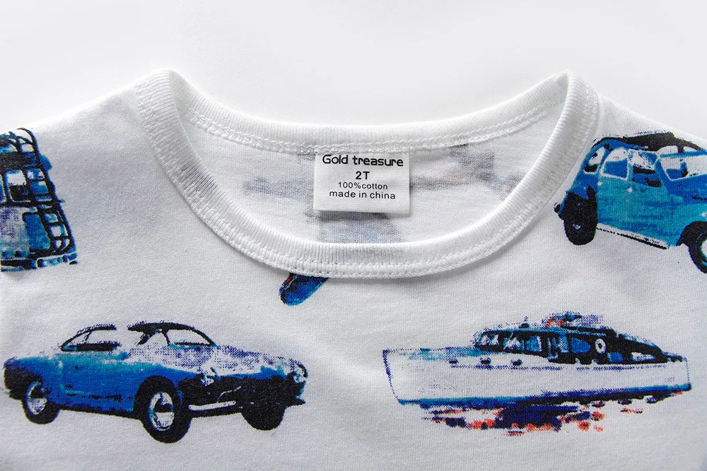 Детская одежда для мальчиков; футболка; детский летний хлопковый пуловер с короткими рукавами и рисунком автомобиля; футболка; одежда