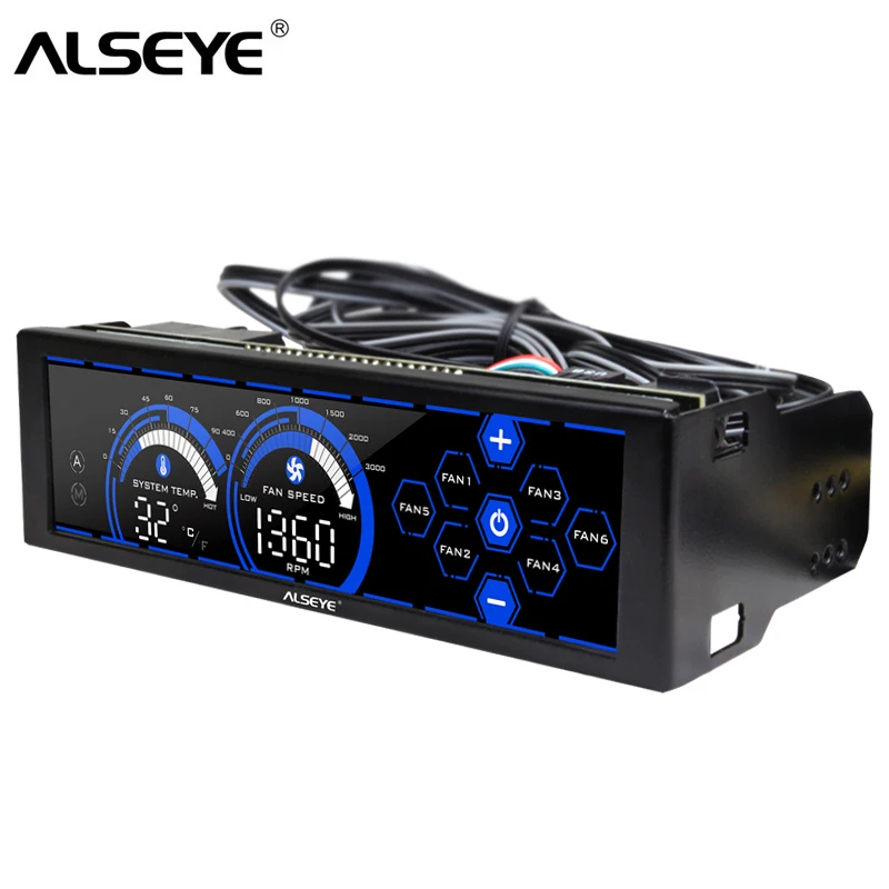 ALSEYE a-100L(B) 12V вентилятор контроллер для вентилятора для управления компьютером сенсорный экран 6 каналов управления скоростью вентилятора для 3pin 4pin охлаждения Вентиляторы