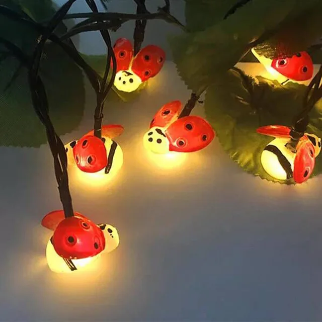 1.5m 10leds 3m 20eds Battery Operated Ladybug LED String Lights Outdoor