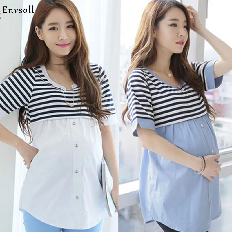 Breastfeeding Blouses Feeding Cotton Maternity Pregnancy Tops Nursing