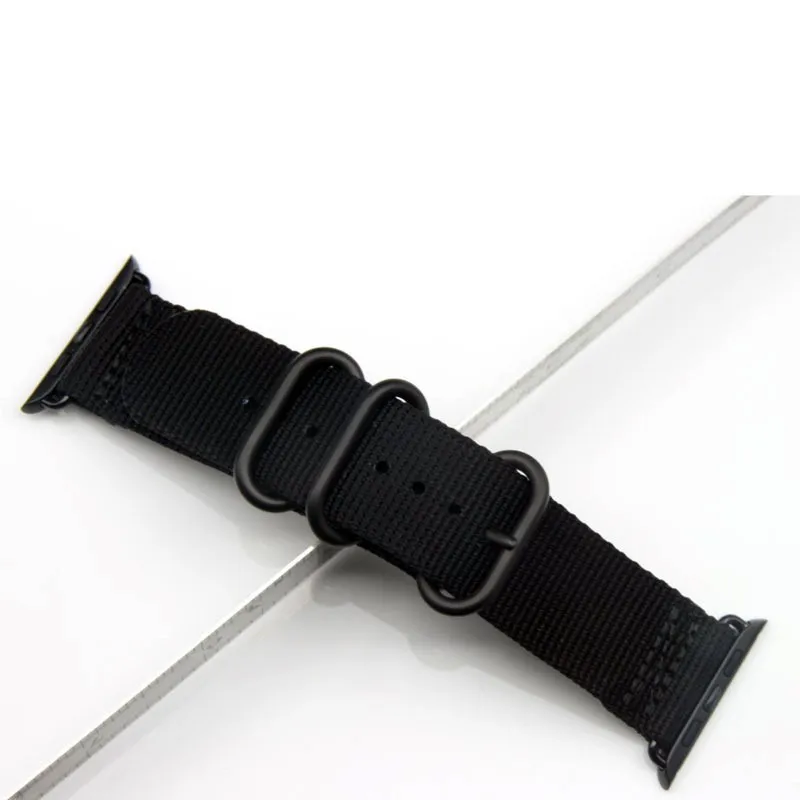 Тканый нейлоновый сменный ремешок для наручных часов Ремешок для Apple Watch 42 мм/38 мм Серия 1/серия 2/серия 3 браслет - Цвет: 38mm Black