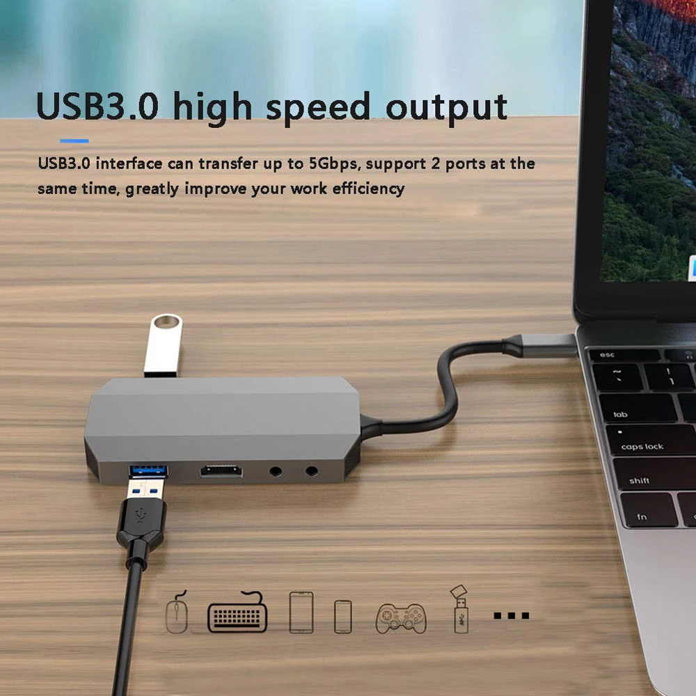 Dex Station para Samsung Nota 8 S8 S9 S8 + USB tipo C HUB de Audio Thunderbolt 3 adaptador con 4 K HDMI 1000 M Ethernet para el MacBook Pro - 4