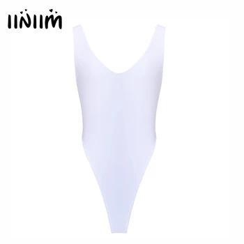 

iiniim Sexy Womens Stretchy Sleeveless High Cut Thong Leotard Dancing Gymnastics Dancewear Slip Hommes Bodysuit Catsuit Swimsuit