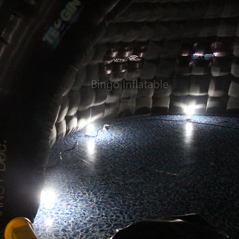  Free shipping 5X2.5X3 meters inflatable black dome igloo LED lighting air blown tent toy tent