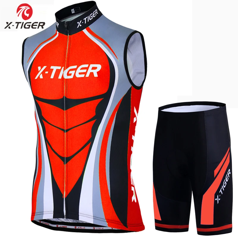 X-Tiger летняя безрукавка MTB велосипедная одежда Ropa Maillot Ciclismo гоночная велосипедная одежда из трикотажа быстросохнущая велосипедная жилетка - Цвет: Normal Cycling Set