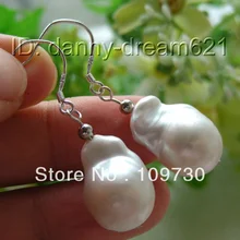 Ry00150 классический 17 мм белый ЮГ Reborn Кеши жемчуг серьги 925 s