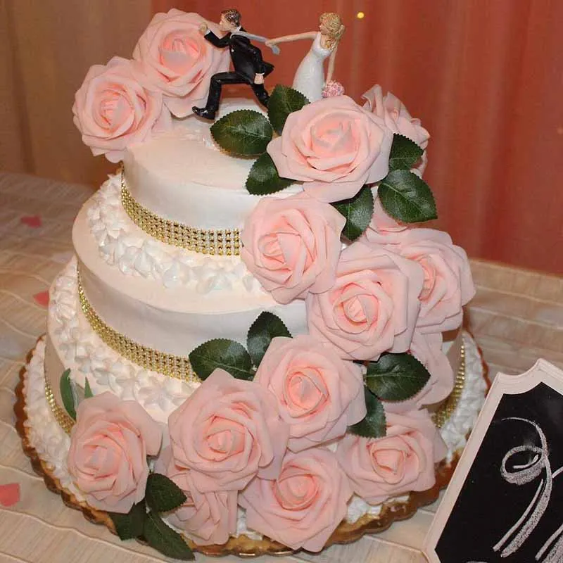 Искусственные розы для свадебного букета, девичник, девичник, вечерние, Юбилейный стол, украшение торта