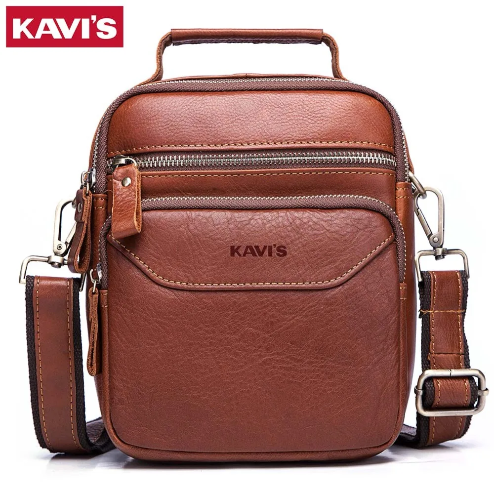 

KAVIS HOT!! 2018 Genuine Leather Bags High Quality Messenger Bags Small Travel Brand Design Crossbody Shoulder Bag For Men Cow