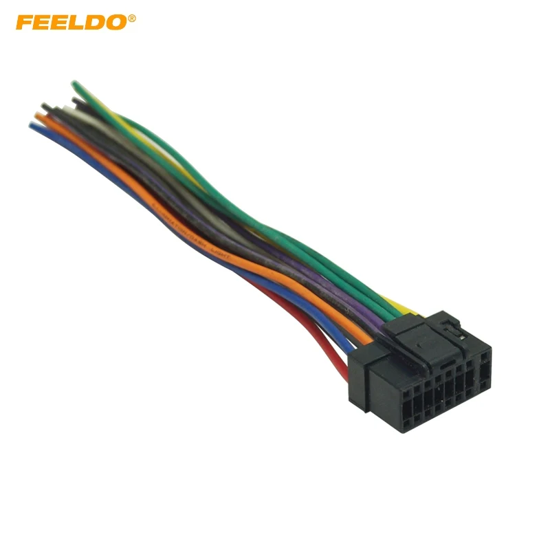 

FEELDO Universal 16Pin Car Wire Harness Adapter Connector Plug Into Car DVD CD Radio Stereo