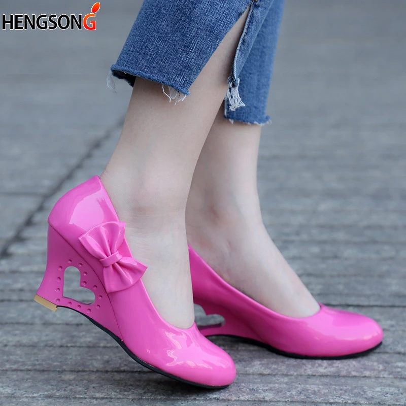 

Pumps Ladies Stiletto Womens High Heels Shoes Strange Heart Heels Woman Pumps Bowtie Office Wedding Bridal Shoes Big Size