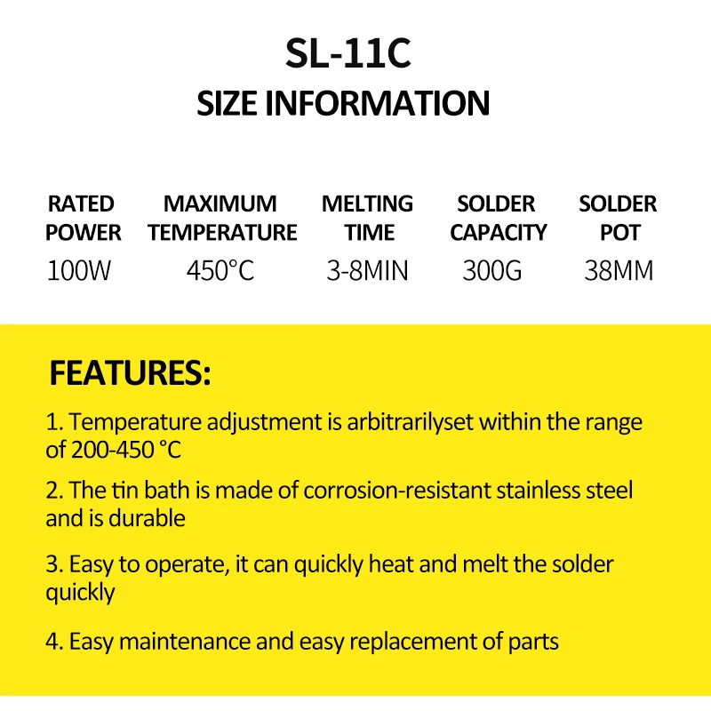 SL-11C 100 Вт 38mm300g Емкость 100 мм Цифровой термостат свинцовый горшок из титанового сплава для пайки 110 В 220 В