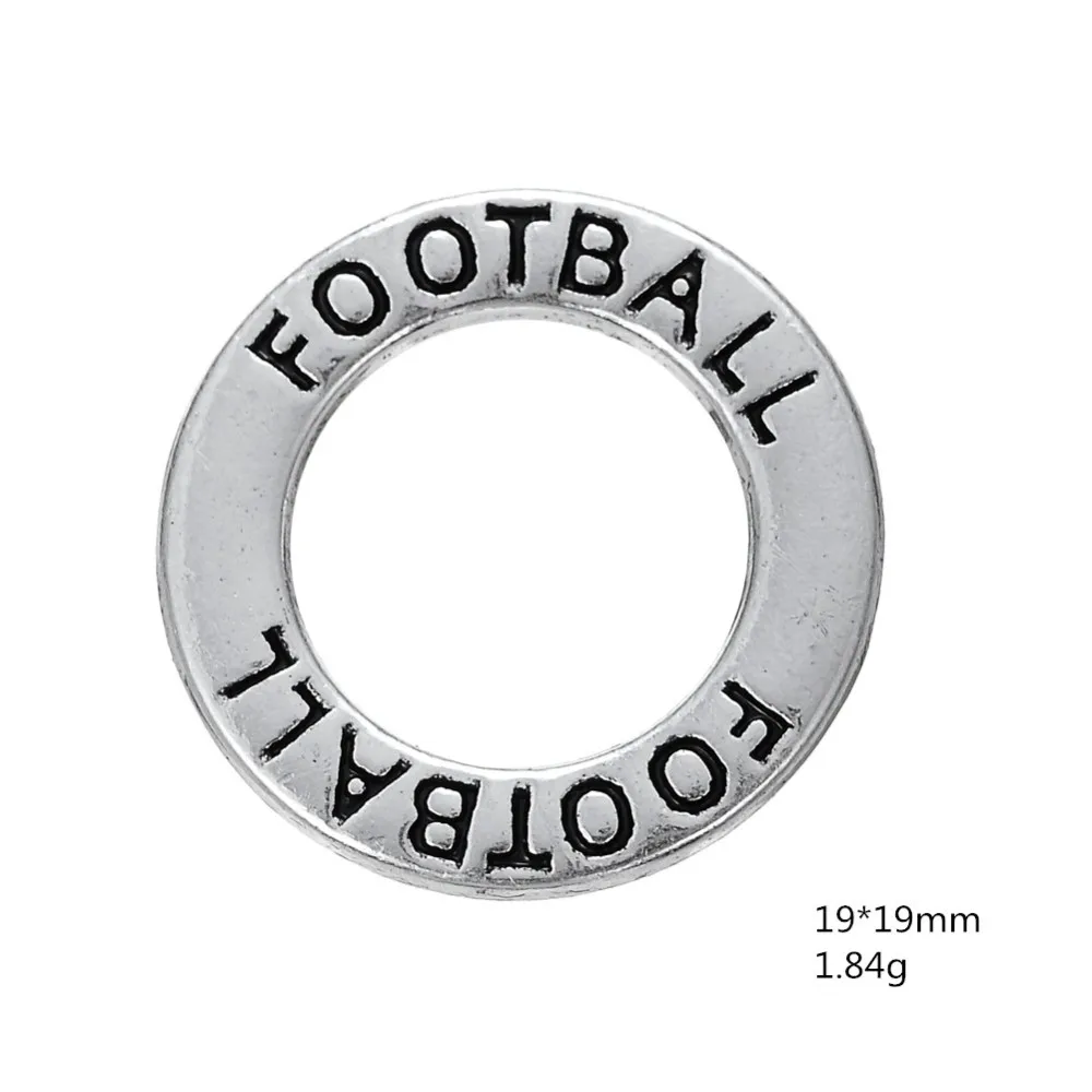 New 2021 Football Circle Washer Charm Antique Silver Plated Connector