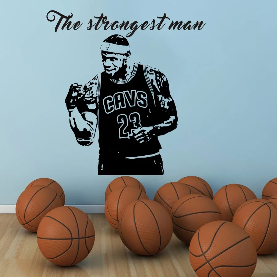 

YOYOYU strong man MVP LEBRON JAMES NO.23 CAVS Basketball Wall Sticker Home Decor Decal for Boy's Room Gift Large Vinyl Mural