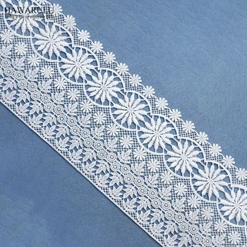 

10yards 16.5cm White african lace fabric ribbon DIY cloth accessories wedding decoration for home water-soluble milk laces